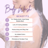 Freesia Liquid Pearl Body Wash, 3 in 1 Use for Bubble Bath, Hand Soap & Body Wash