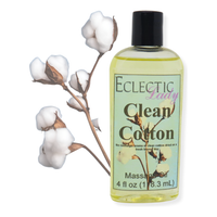 Clean Cotton Massage Oil, Perfect for Aromatherapy and Relaxation, Preservative Free