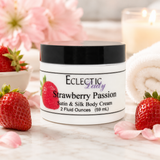 Strawberry Passion Satin and Silk Cream,  Body Cream, Body Lotion