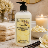 Vanilla Buttercream Liquid Pearl Body Wash, 3 in 1 Use for Bubble Bath, Hand Soap & Body Wash